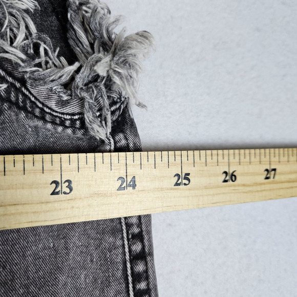 Y2K Denim Biker Vest Frio Canyon Motorcycle Texas Three Twisted Sisters Frayed L - Picture 9 of 10